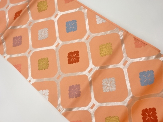 JAPANESE KIMONO / VINTAGE NAGOYA OBI / WOVEN FLOWER RHOMBUS